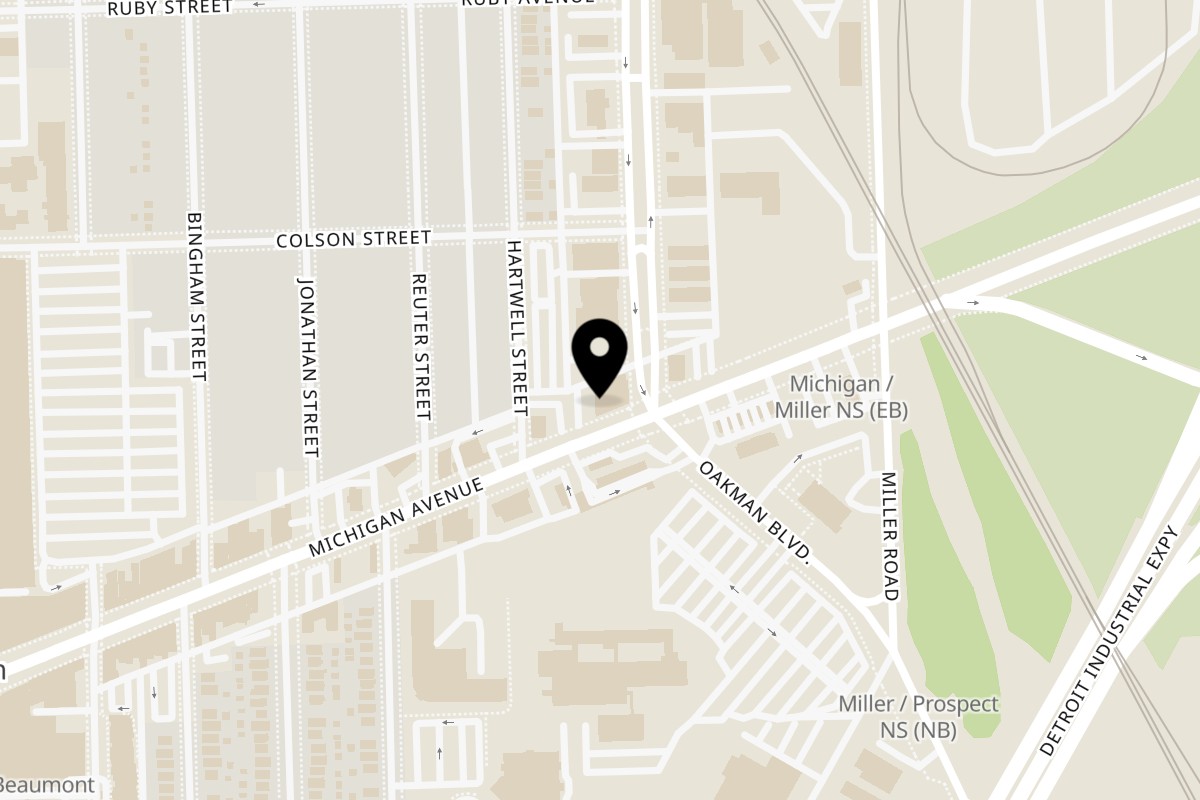 Map showing the location of La Shish on 12918 Michigan Ave in Dearborn